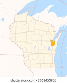 Mapa del condado de Brown (Wisconsin, Estados Unidos) que muestra el estado federal con el condado resaltado