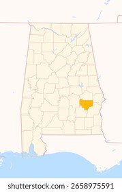 Landkarte von County Bullock (Alabama, USA) mit dem Bundesstaat mit dem markierten County