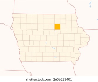 Mapa do Condado de Butler (Iowa, EUA) mostrando o Estado Federal com o Condado destacado