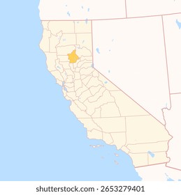 Map of the County Butte (California, US) showing the Federal State with the highlighted County
