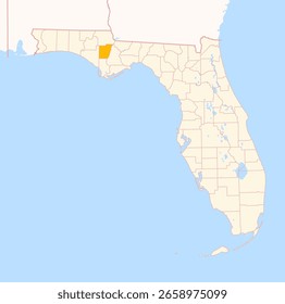 Mapa del condado de Calhoun (Florida, Estados Unidos) que muestra el estado federal con el condado destacado