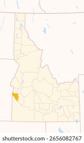 Map of the County Canyon (Idaho, US) showing the Federal State with the highlighted County