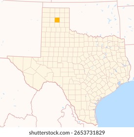 Map of the County Carson (Texas, US) showing the Federal State with the highlighted County