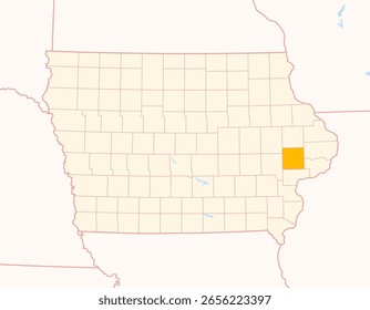 Mapa do Condado de Cedar (Iowa, EUA) mostrando o Estado Federal com o Condado destacado