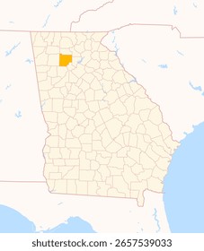 Mapa del condado de Cherokee (Georgia, Estados Unidos) que muestra el estado federal con el condado resaltado