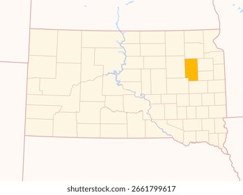Map of the County Clark (South Dakota, US) showing the Federal State with the highlighted County