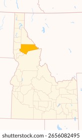 Map of the County Clearwater (Idaho, US) showing the Federal State with the highlighted County