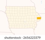 Map of the County Clinton (Iowa, US) showing the Federal State with the highlighted County