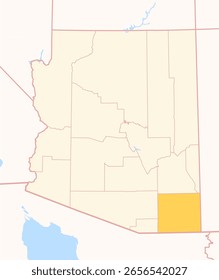 Mapa del condado de Cochise (Arizona, US) que muestra el estado federal con el condado resaltado