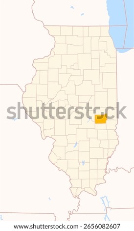 Map of the County Coles (Illinois, US) showing the Federal State with the highlighted County