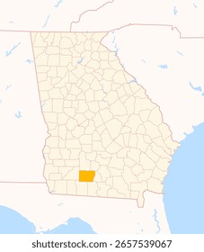 Mapa del condado de Colquitt (Georgia, Estados Unidos) que muestra el estado federal con el condado resaltado