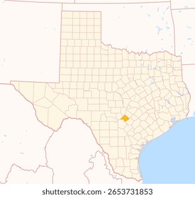 Map of the County Comal (Texas, US) showing the Federal State with the highlighted County