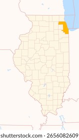 Mapa do Condado de Cook (Illinois, EUA) mostrando o Estado Federal com o Condado destacado