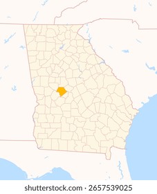 Mapa del condado de Crawford (Georgia, Estados Unidos) que muestra el estado federal con el condado resaltado