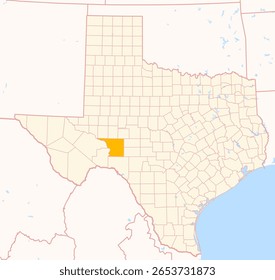 Map of the County Crockett (Texas, US) showing the Federal State with the highlighted County