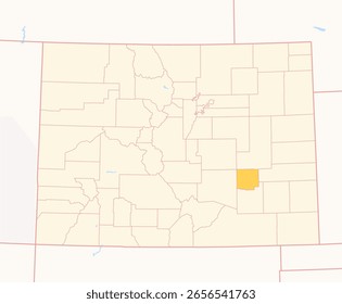 Map of the County Crowley (Colorado, US) showing the Federal State with the highlighted County