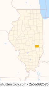 Mapa del condado de Cumberland (Illinois, EE.UU.) que muestra el estado federal con el condado destacado