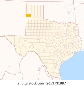 Map of the County Deaf Smith (Texas, US) showing the Federal State with the highlighted County