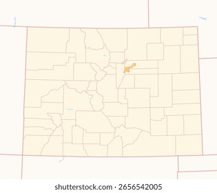 Mapa del condado de Denver (Colorado, Estados Unidos) que muestra el estado federal con el condado destacado