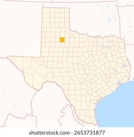Map of the County Dickens (Texas, US) showing the Federal State with the highlighted County