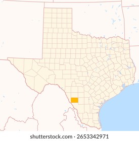 Map of the County Dimmit (Texas, US) showing the Federal State with the highlighted County