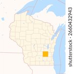 Map of the County Dodge (Wisconsin, US) showing the Federal State with the highlighted County