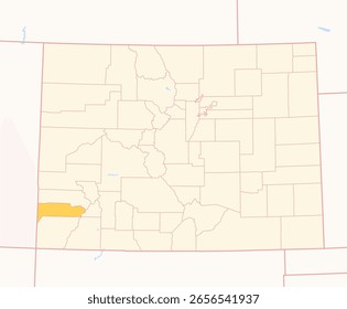 Mapa del condado de Dolores (Colorado, US) que muestra el estado federal con el condado resaltado