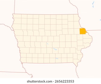 Mapa del condado de Dubuque (Iowa, US) que muestra el estado federal con el condado destacado