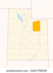 Mapa del condado de Duchesne (Utah, Estados Unidos) que muestra el estado federal con el condado resaltado