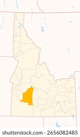 Map of the County Elmore (Idaho, US) showing the Federal State with the highlighted County