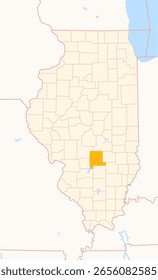 Landkarte des County Fayette (Illinois, USA) mit dem Bundesstaat mit dem markierten County