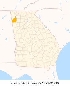 Mapa del condado de Floyd (Georgia, US) que muestra el estado federal con el condado resaltado