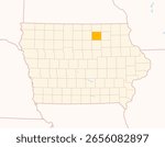Map of the County Floyd (Iowa, US) showing the Federal State with the highlighted County