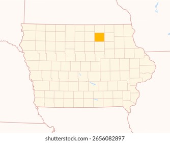 Mapa do Condado de Floyd (Iowa, EUA) mostrando o Estado Federal com o Condado destacado