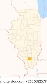 Mapa del condado de Franklin (Illinois, Estados Unidos) que muestra el estado federal con el condado destacado