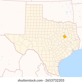 Map of the County Freestone (Texas, US) showing the Federal State with the highlighted County