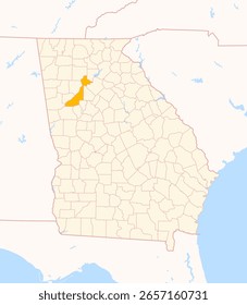 Mapa del condado de Fulton (Georgia, Estados Unidos) que muestra el estado federal con el condado destacado