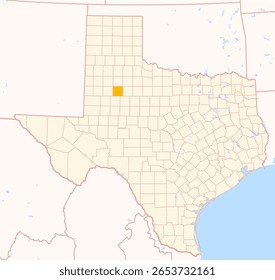 Map of the County Garza (Texas, US) showing the Federal State with the highlighted County