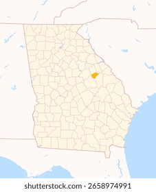 Mapa del condado de Glascock (Georgia, Estados Unidos) que muestra el estado federal con el condado destacado