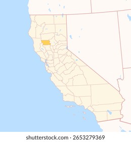 Map of the County Glenn (California, US) showing the Federal State with the highlighted County