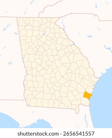 Mapa del condado de Glynn (Georgia, Estados Unidos) que muestra el estado federal con el condado resaltado