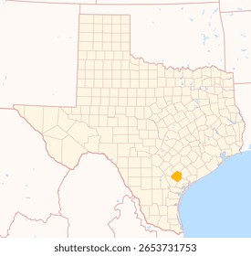 Mapa del condado de Goliad (Texas, US) que muestra el estado federal con el condado destacado