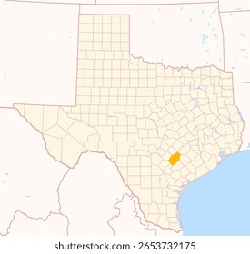 Map of the County Gonzales (Texas, US) showing the Federal State with the highlighted County