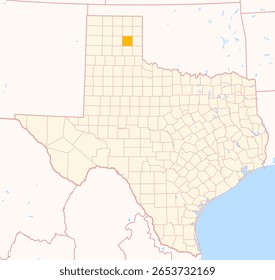 Map of the County Gray (Texas, US) showing the Federal State with the highlighted County