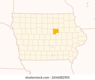 Map of the County Grundy (Iowa, US) showing the Federal State with the highlighted County
