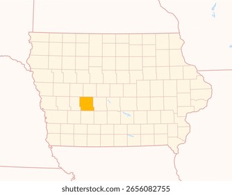 Map of the County Guthrie (Iowa, US) showing the Federal State with the highlighted County