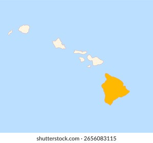 Mapa do Condado Havaí (Havaí, EUA) mostrando o Estado Federal com o Condado destacado