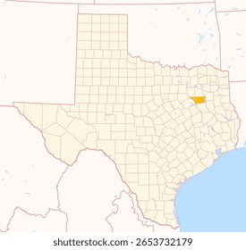 Map of the County Henderson (Texas, US) showing the Federal State with the highlighted County