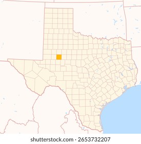 Map of the County Howard (Texas, US) showing the Federal State with the highlighted County