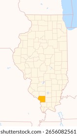 Mapa del condado de Jackson (Illinois, Estados Unidos) que muestra el estado federal con el condado destacado